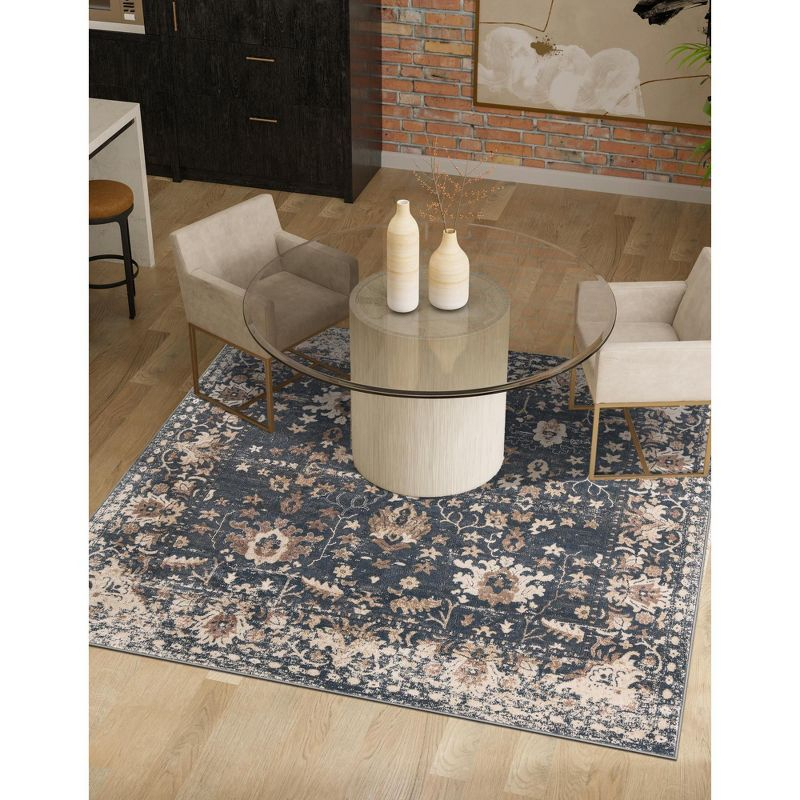 Unique Loom Portland Collection Area Rug - Central (6' 1" Square Blue/Beige)