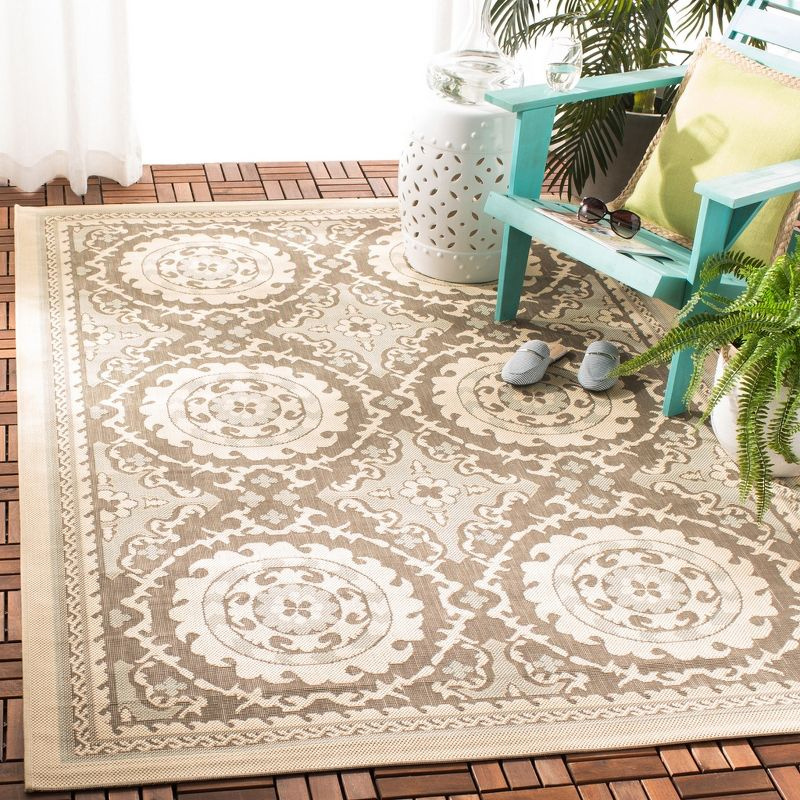 Courtyard CY7059 Power Loomed Indoor/Outdoor Area Rug - Beige/Dark Beig - 4'x5'7" - Safavieh.