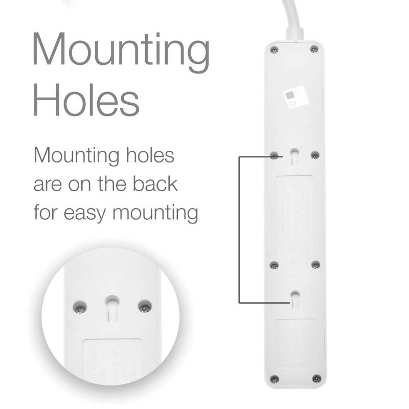 Digital Energy® 6-Outlet Surge Protector Power Strip (25 Ft.; White)