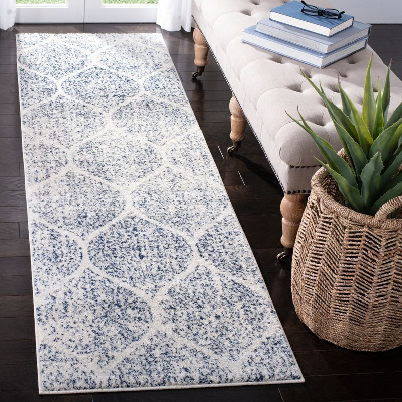 Madison MAD604 Power Loomed Indoor Runner Rug - Cream/Royal Blue - 2'3"x22' - Safavieh