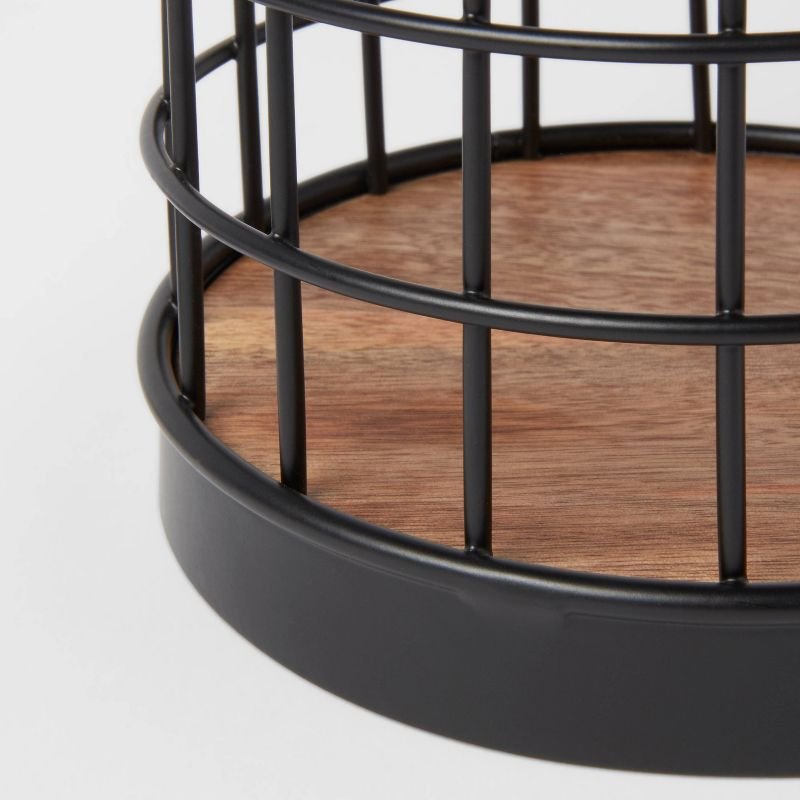 Iron and Mangowood Wire Utensil Holder Black - Threshold™: Kitchen Utensil Caddy, Silverware Storage, 6.6" Height