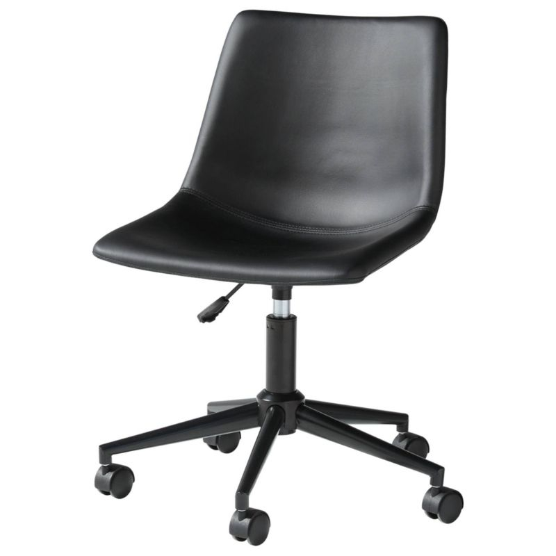 Program Home Office Swivel Desk Chair Black - Signature Design by Ashley: Faux Leather, Armless, With Wheels