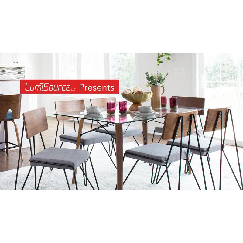 LumiSource 34" Trilogy Round Dining Table Black/Clear Glass: Mid-Century Modern Style, Seats 4, Wood Base