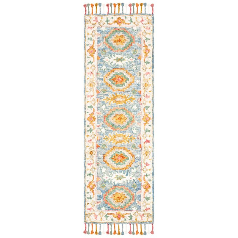 Aspen APN117 Hand Tufted Indoor Runner Rug - Blue/Ivory - 2'3"x7' - Safavieh