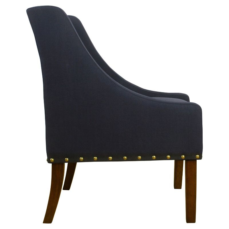 Modern Swoop Accent Chair with Nailhead Trim Navy - HomePop