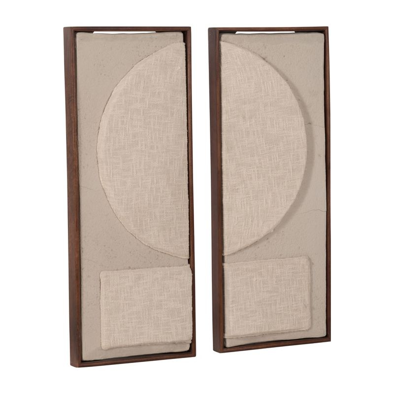 SAGEBROOK HOME (Set of 2) Ecomix Fabric Wall Decors Cream: Contemporary Style, Horizontal Orientation, Abstract Art