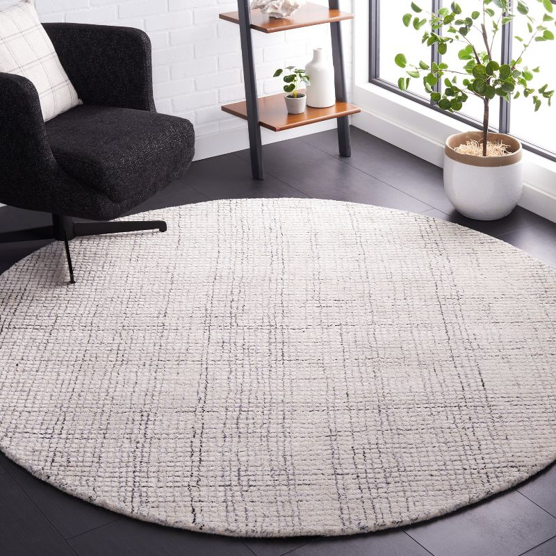 Abstract ABT470 Handmade Indoor Area Rug - Ivory/Grey - 6' Round - Safavieh