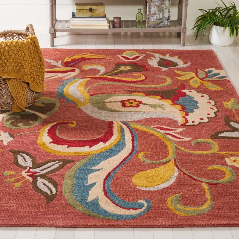 Blossom BLM680 Hand Hooked Area Rug - Rust/Multi - 4'x6' - Safavieh.
