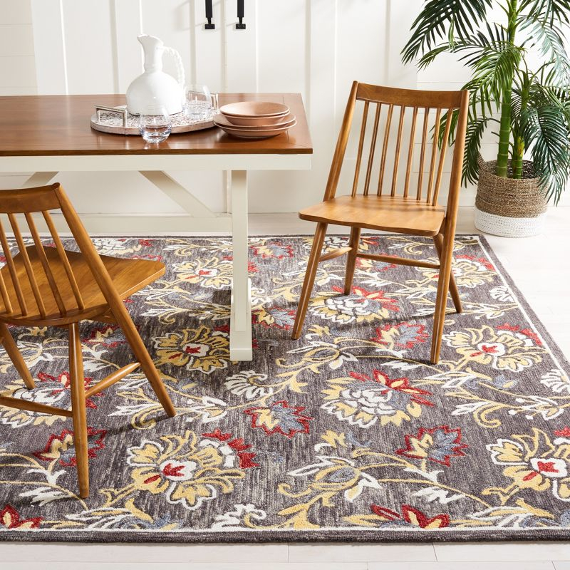 Blossom BLM276 Hand Tufted Area Rug - Dark Grey/Yellow - 6'x6' - Safavieh.