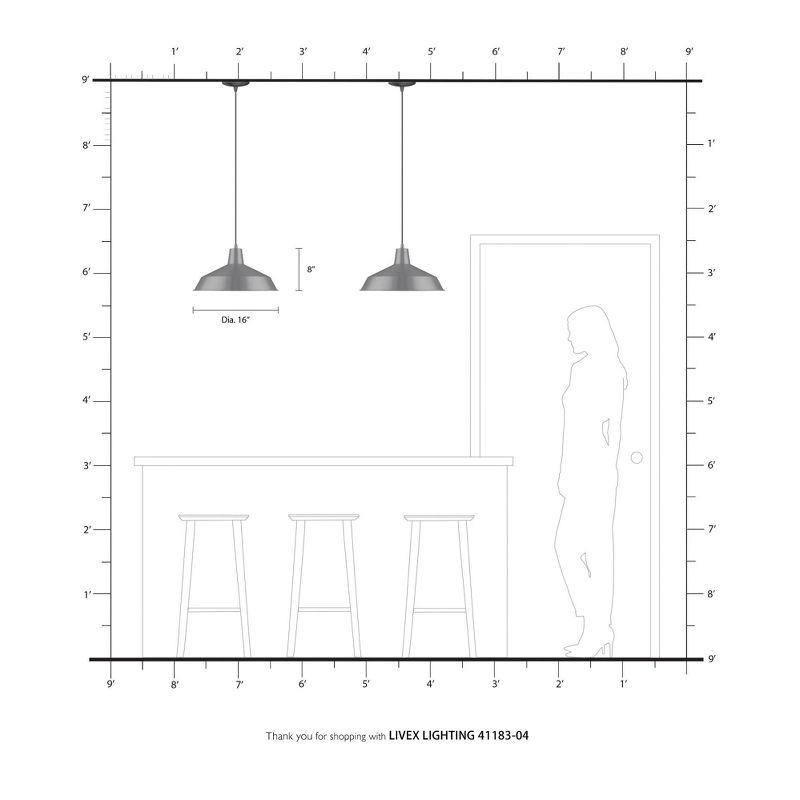 Livex Lighting Metal Shade 1 - Light Chandelier in  Black