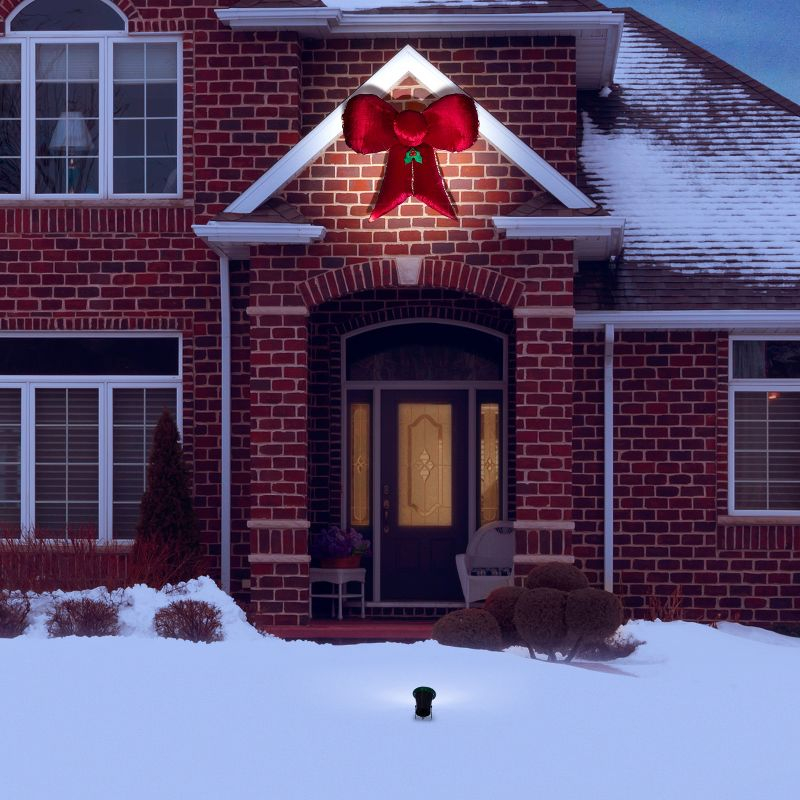 Gemmy Christmas Airblown Inflatable Mixed Media Hanging Velvet Bow Red/Gold w/External Spotlight
