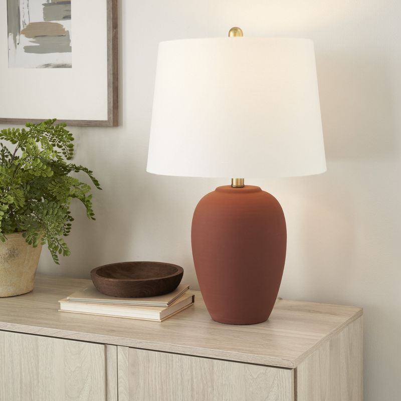 23" Terracotta Ceramic Urn Table Lamp - Nourison