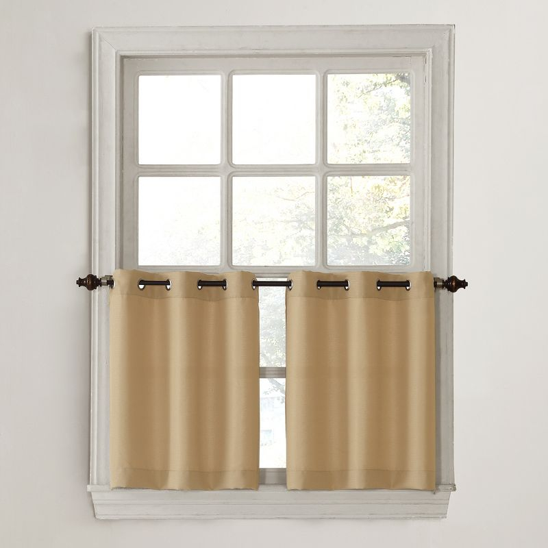 2pc 56"x36" No. 918 Semi-Sheer Montego Casual Textured Grommet Kitchen Curtain Tier Pair Taupe: 36 Inch Kitchen Window Curtains