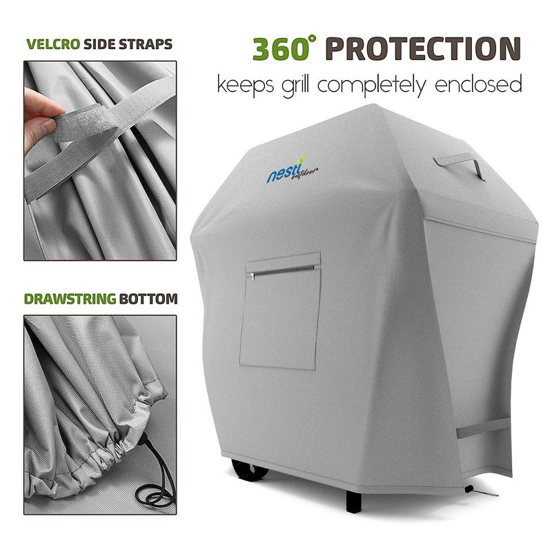 Nestl BBQ Grill Cover Set, Heavy Duty Waterproof Gas Grill Covers Plus Accessories - 72 Inch, Gray