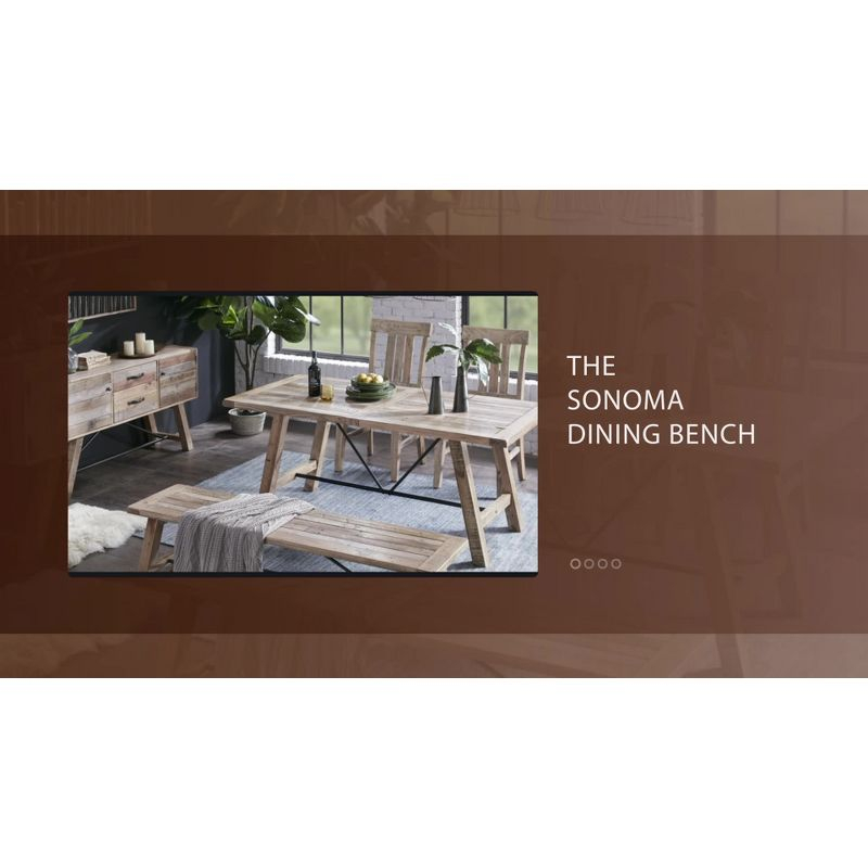 Ink+Ivy Sonoma Dining Bench Natural: Mid-Century Modern Pine & Metal Frame, Seats 2, 400lb Capacity
