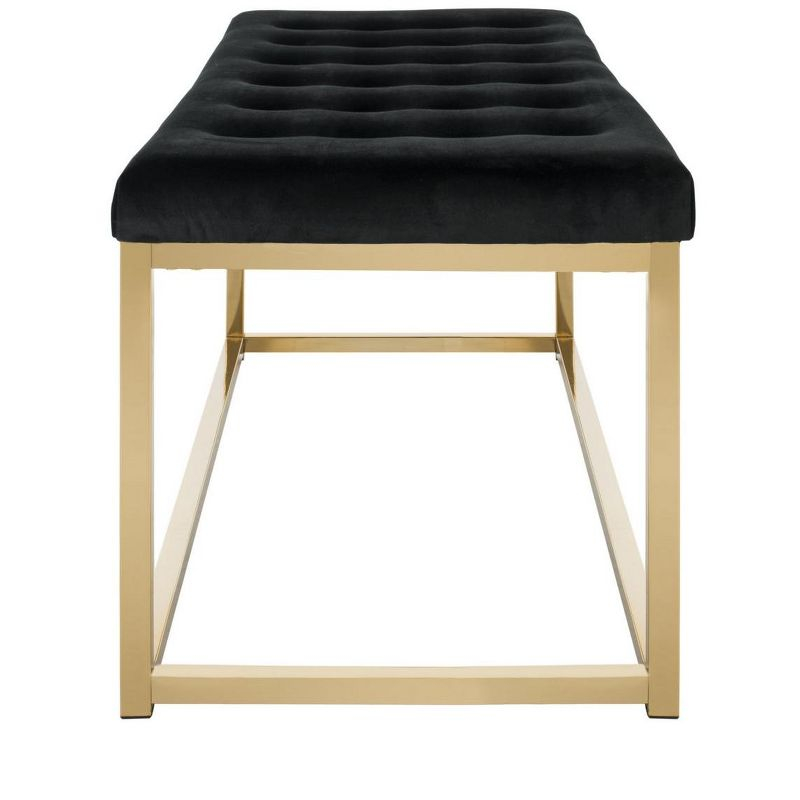 Reynolds Velvet Bench - Black Velvet/Brass - Safavieh