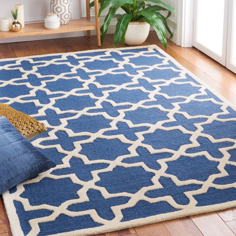 Cambridge CAM125 Tufted Indoor Accent Rug - Navy Blue/Ivory - 3'x5' - Safavieh