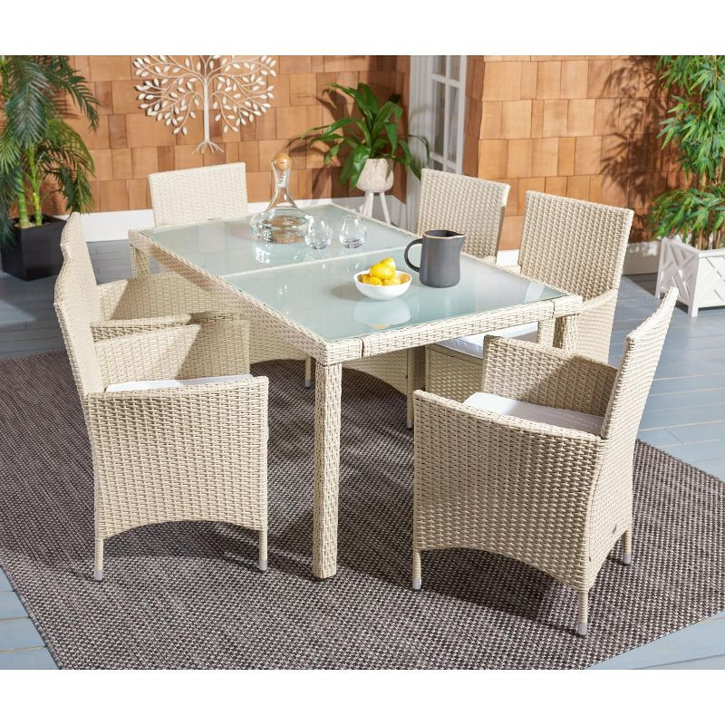 Jolin 7 Pc Dining Set - Outdoor - PAT7706 - Beige/White - Safavieh
