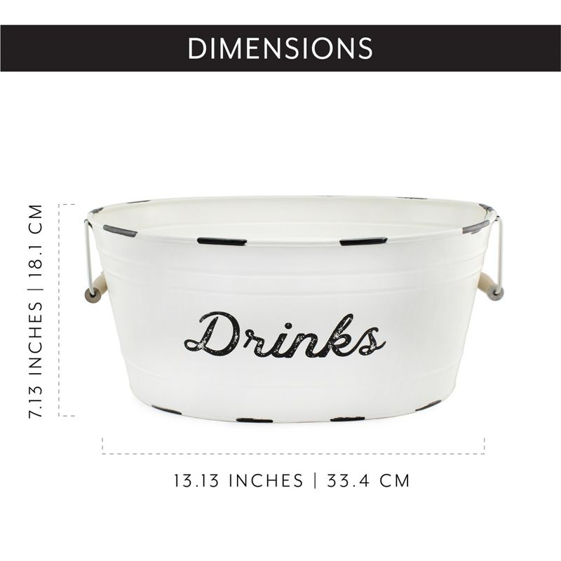 AuldHome Design White Farmhouse Enamelware Drinks Tub; Farmhouse Metal Beverage Serving Container
