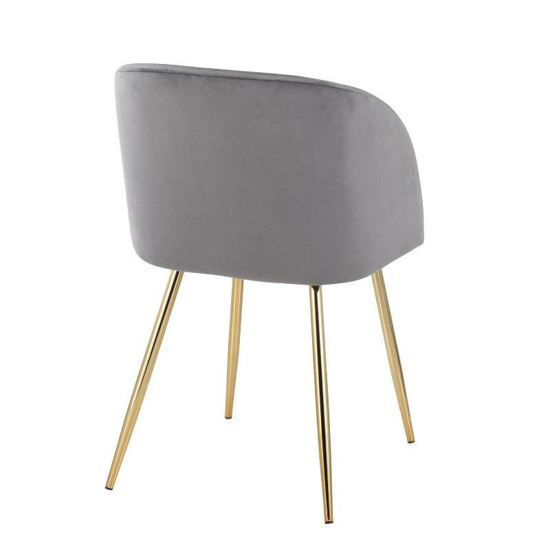 Set of 2 Fran Dining Chairs Velvet/Steel Gold/Silver - LumiSource: Modern Bucket Seat, Tapered Legs