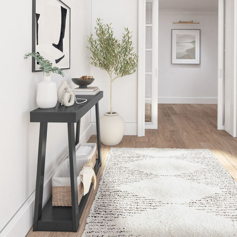 Plank+Beam 46" Solid Wood Console Table with Storage, Sofa Table with Shelf, Narrow Entryway Table for Hallway, Black