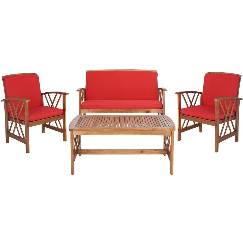 Fontana 4 Piece Set - Indoor/Outdoor - PAT7008 - Natural/Red - Safavieh