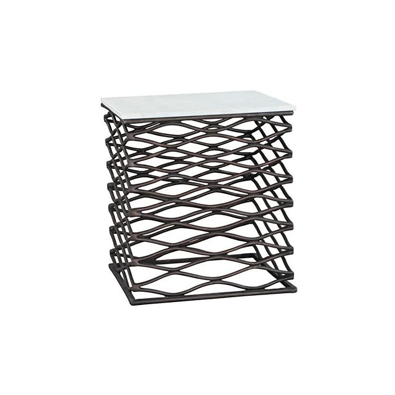 Zuo Duke Side Table White & Antique Bronze