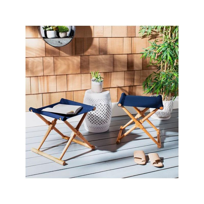 Breanne Stool Indoor/Outdoor (Set Of 2) - PAT7053 - Natural/Navy - Safavieh