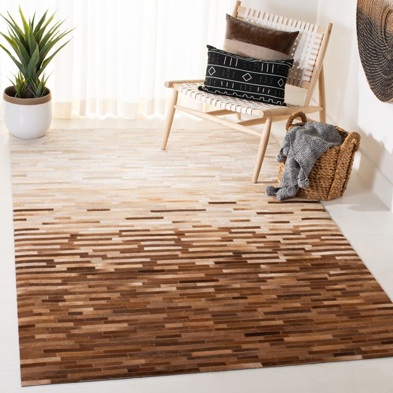 Studio Leather STL805 Hand Woven Indoor Area Rug - Ivory/Brown - 4'x6' - Safavieh