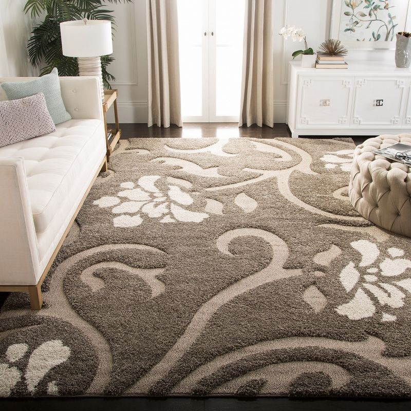 Florida Shag SG464 Power Loomed Indoor Area Rug - Smoke/Beige - 8'x10' - Safavieh.