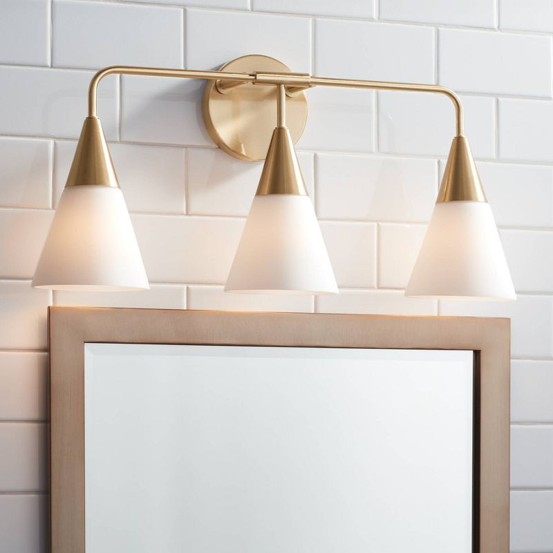 Possini Euro Design Possini Euro Amie 22" 3-Light Warm Brass and Opal Glass Bath Light