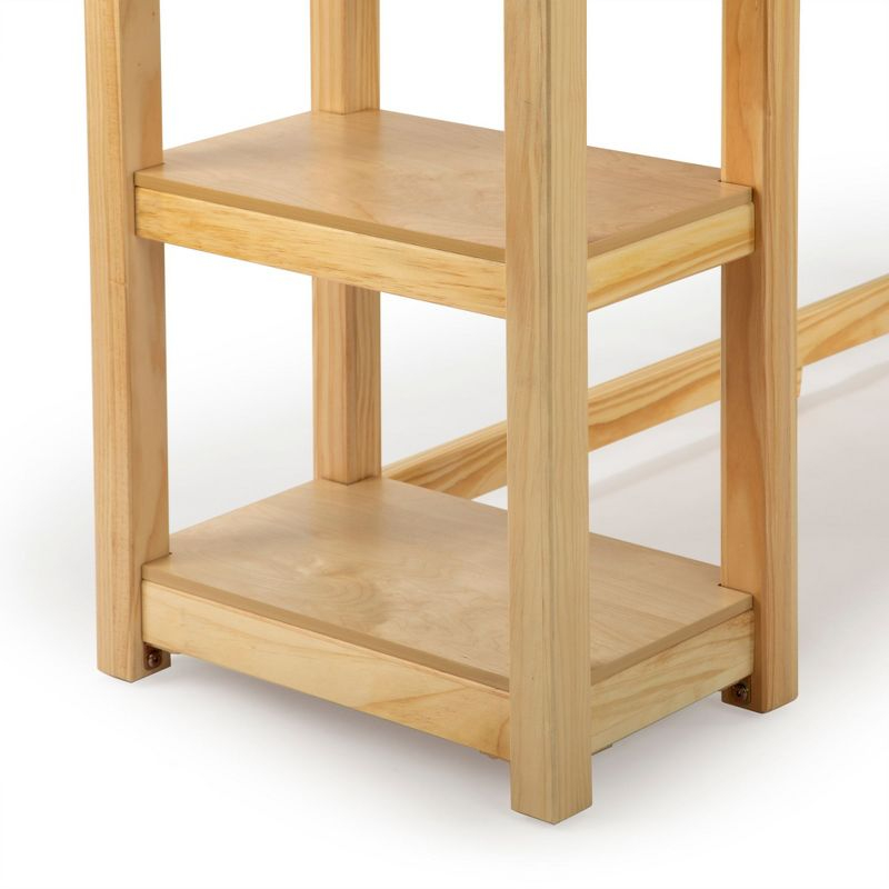 Plank+Beam Solid Wood Corner Desk for Home Office, Gaming, Computer with Storage Shelves, Natural