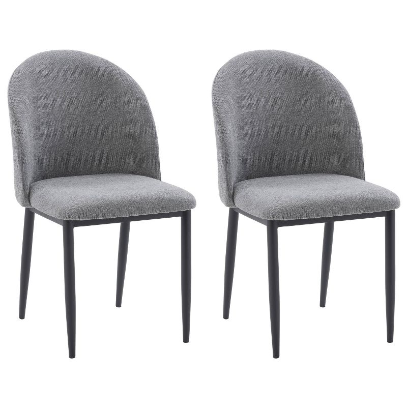Nash Side Chair with Black Legs Gray - CorLiving: Mid-Century Design, Chenille Upholstery, Foam Support