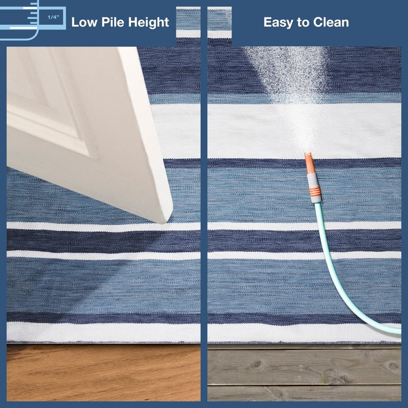 Liora Manne Sorrento Boat Stripe Indoor/Outdoor Rug Navy 8'3" x 11'6"