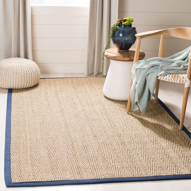 Natural Fiber NF115 Power Loomed Indoor Area Rug - Natural/Navy Blue - 5'x8' - Safavieh