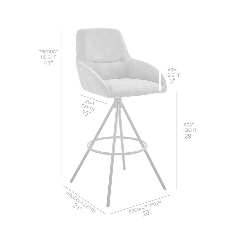 30" Odessa Barstool with Fabric Finish Black/Charcoal - Armen Living: Matte Metal Frame, Square Back