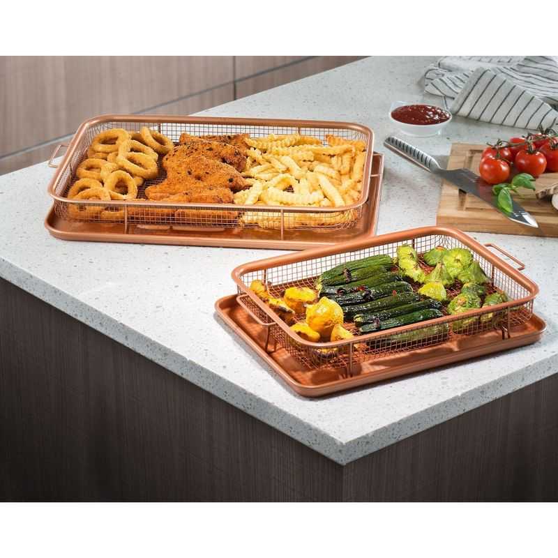 Gotham Steel Large Nonstick Air Fryer Tray for Oven with Recipe Book - 13.4" x 11.4"