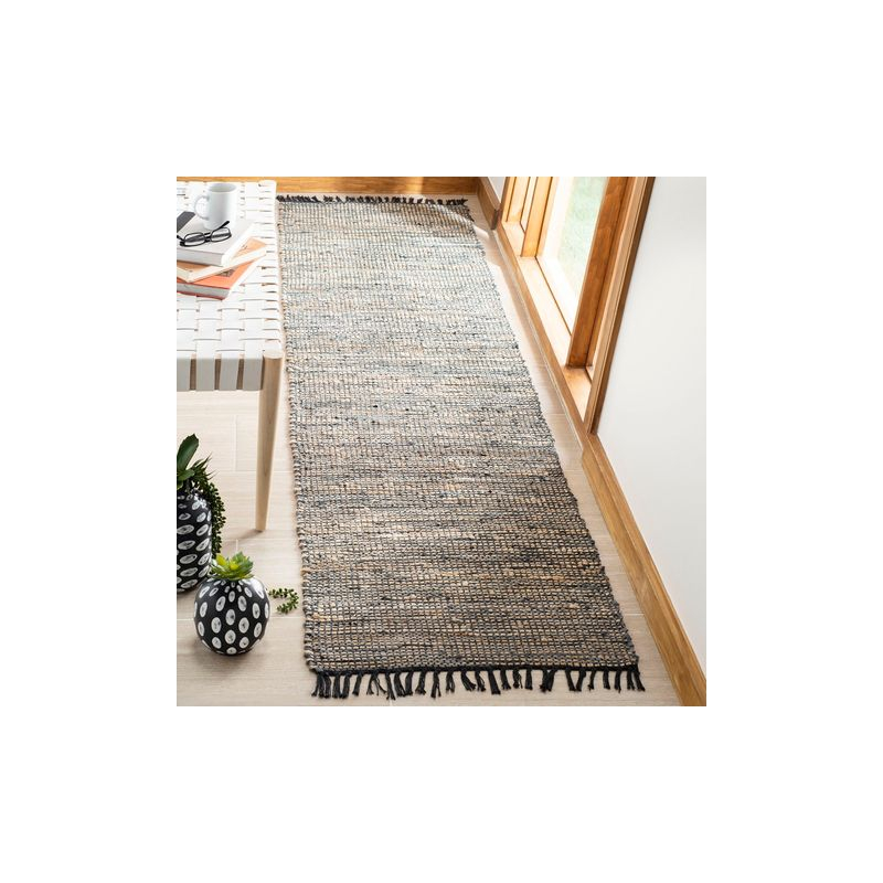 Vintage Leather VTL203 Hand Woven Indoor Accent Rug - Grey - 2'x3' - Safavieh