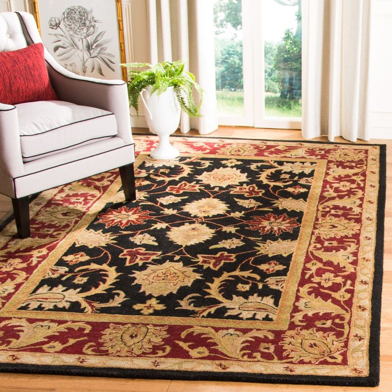 Classic CL244 Hand Tufted Area Rug - Black/Burgundy - 7'6"x9'6" - Safavieh.