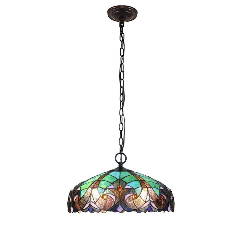 Chloe Lighting Liaison Tiffany-Style 2 Light Victorian Ceiling Pendent 18`` Shade