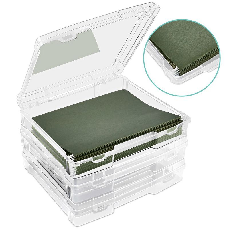 Sorbus Set of 3 Wide Hanging File Organizer Bin Clear Plastic Stackable for Document Storage