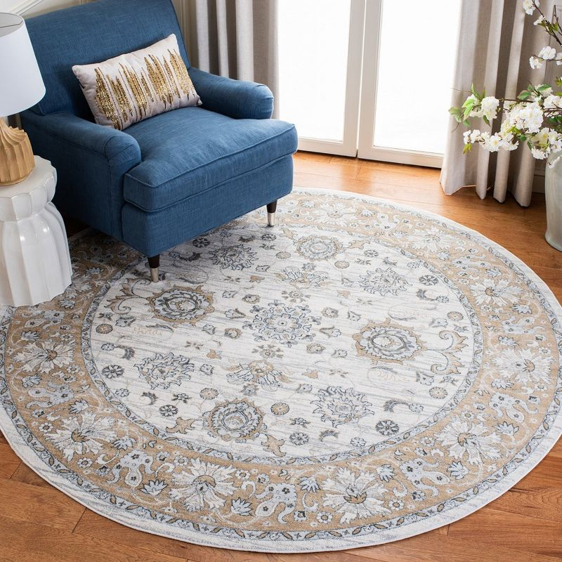 Isabella ISA940 Power Loomed Area Rug - Cream/Beige - 5'3" Round - Safavieh.