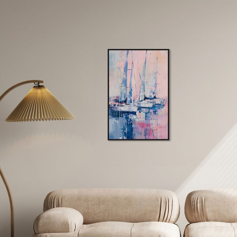 Art Remedy Pastel Sea Breeze Sailing Wall Art, 20" x 30", Black Frame