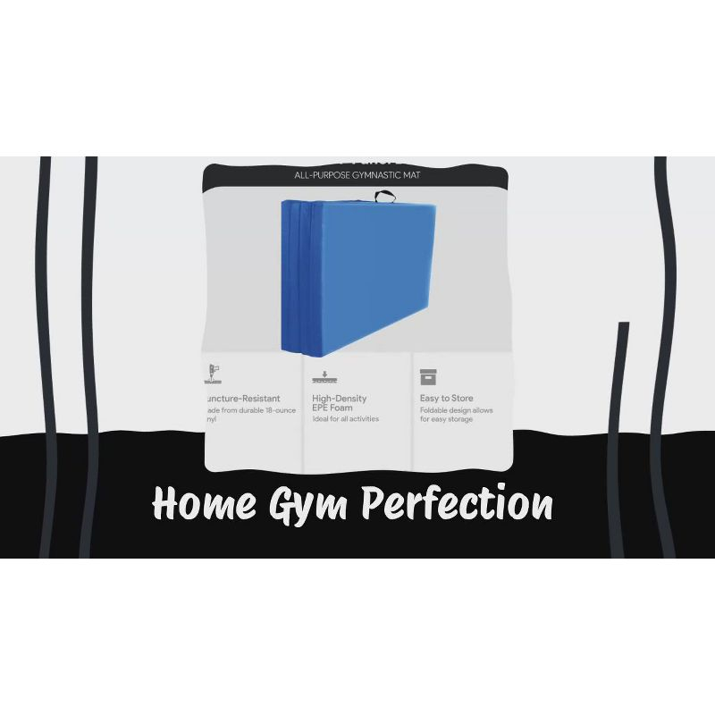 BalanceFrom All Purpose 4'x8'x2" Extra Thick High Density Anti Tear Fitness Yoga Gymnastics Gym Folding Exercise Aerobics Mat, Blue