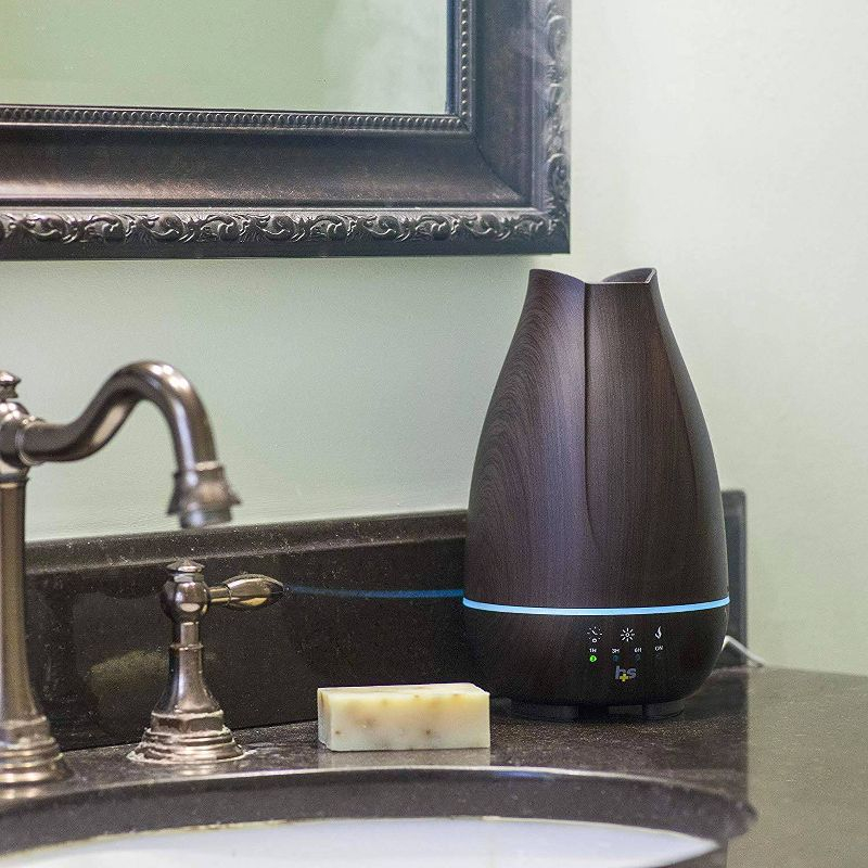 HealthSmart Aromatherapy Diffuser Cool Mist Humidifier for Essential Oils - Brown