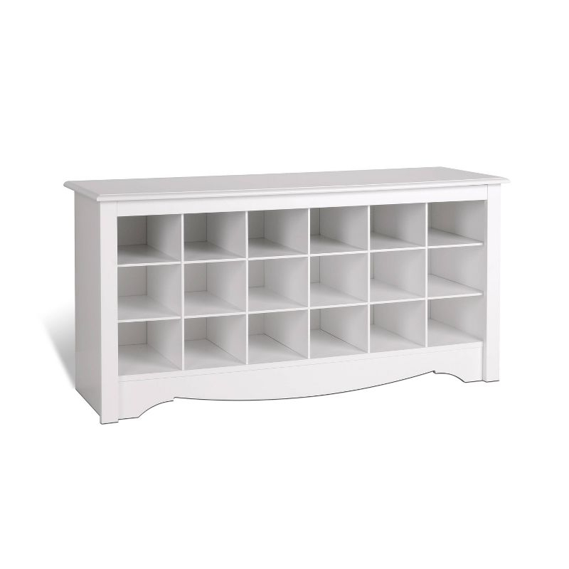 18 pair Shoe Storage Cubbie Bench White - Prepac: Mudroom Organizer, Fits Size 13
