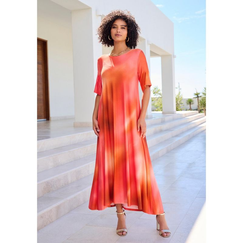 Roaman's Women's Plus Size High Low Jersey Maxi Dress - 42/44, Sage Smoky Tie Dye