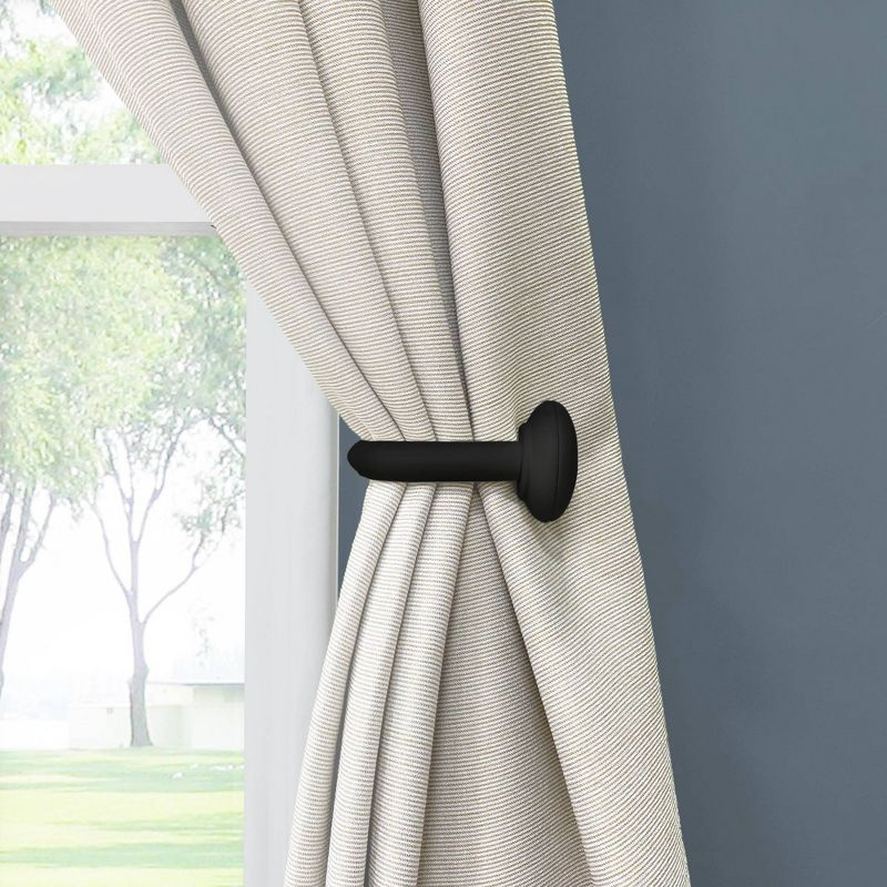 Set of 2 (2.7"x6.5") Steel Curtain Holdbacks in Matte Black - Lumi Home Furnishings