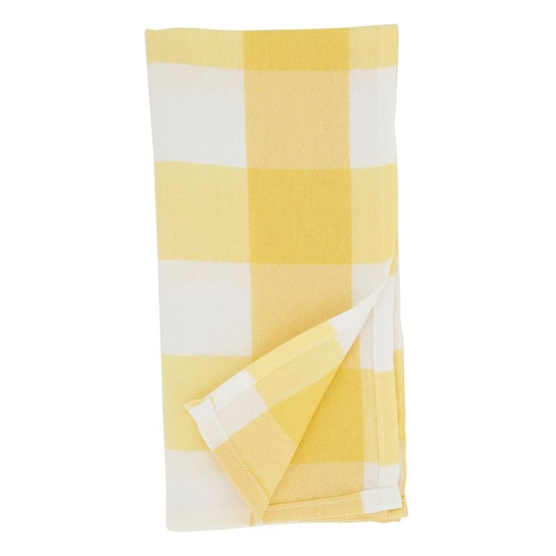 Saro Lifestyle Cotton Blend Buffalo Plaid Table Napkins (Set of 4), Yellow, 20" x 20"