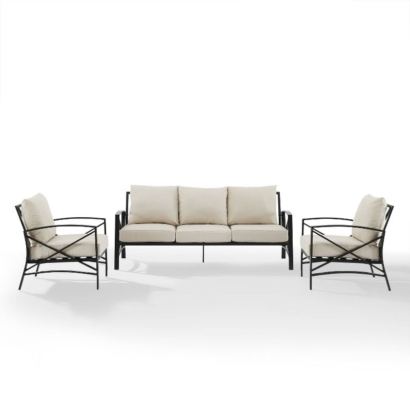 Kaplan 3pc Outdoor Sofa Set with Sofa & 2 Arm Chairs - Oatmeal - Crosley